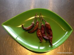 Chillies that have been dried by hanging